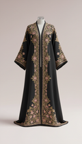 Crepé-Abaya mit Rosenstickerei