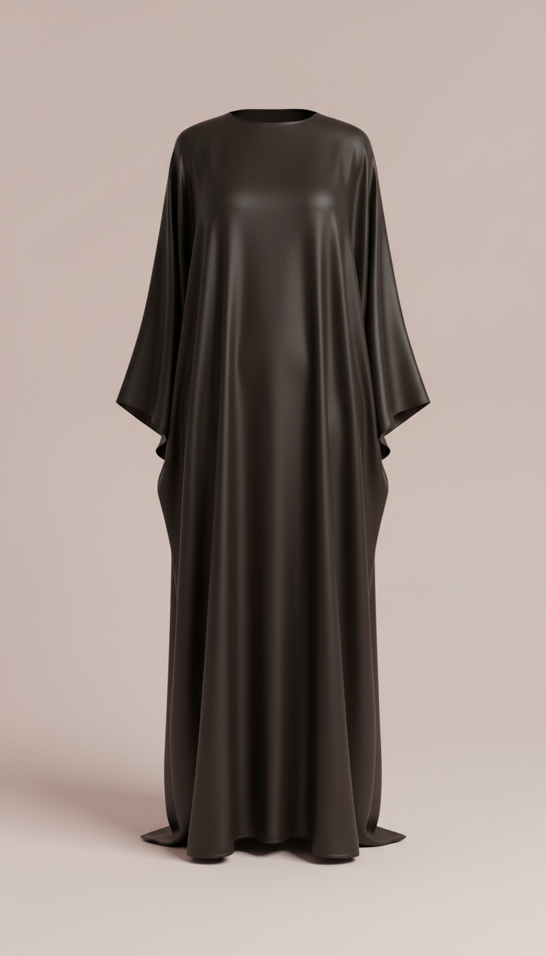 Satin-Abaya mit goldener Borte
