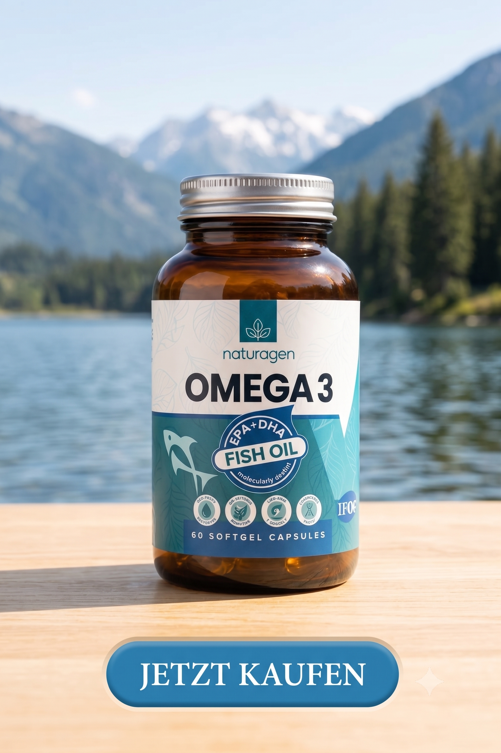 Naturagen Omega 3 Fischöl 1200 mg – 60 Softgelkapseln Flasche