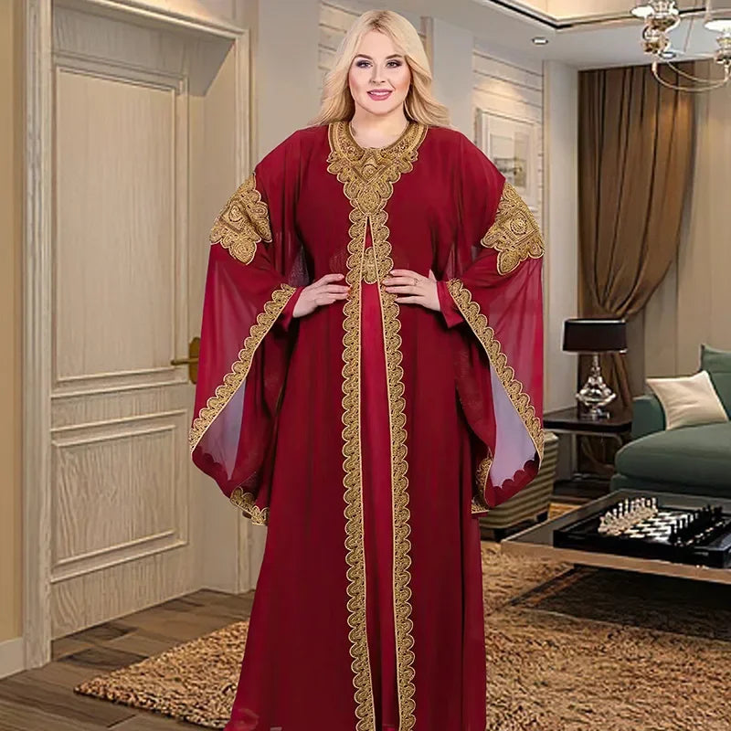 Kaftan Dubai Abaya – Elegantes Chiffon Maxikleid für Musliminnen, Islamische Kleidung, African Dress für Damen, Boubou Robe Djellaba Femme