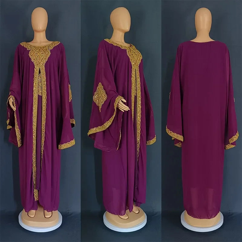 Kaftan Dubai Abaya – Elegantes Chiffon Maxikleid für Musliminnen, Islamische Kleidung, African Dress für Damen, Boubou Robe Djellaba Femme