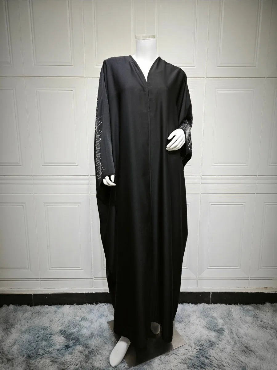 Muslim Abaya mit Diamant-Strass, Elegantes Party-Kaftan Jalabiya, Ramadan Dubai Abaya, Arabisches Maxikleid