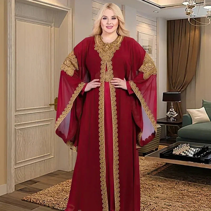 Kaftan Dubai Abaya – Elegantes Chiffon Maxikleid für Musliminnen, Islamische Kleidung, African Dress für Damen, Boubou Robe Djellaba Femme