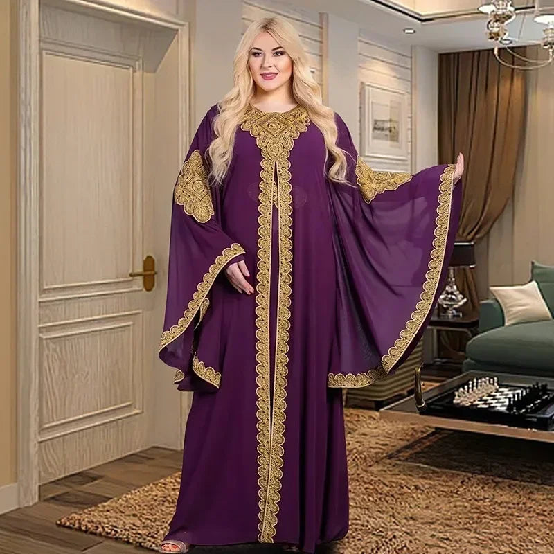 Kaftan Dubai Abaya – Elegantes Chiffon Maxikleid für Musliminnen, Islamische Kleidung, African Dress für Damen, Boubou Robe Djellaba Femme