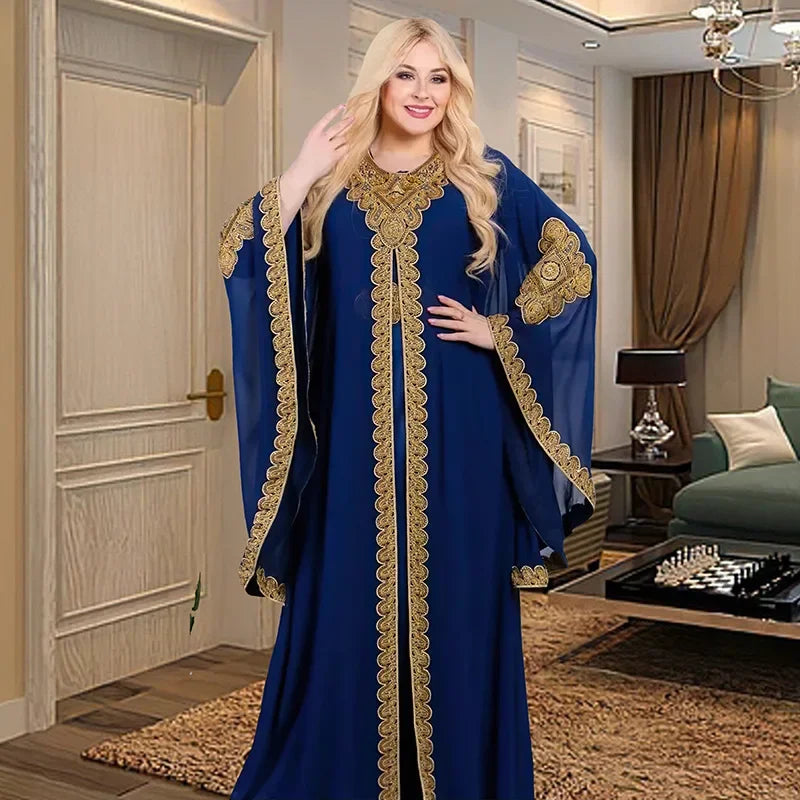 Kaftan Dubai Abaya – Elegantes Chiffon Maxikleid für Musliminnen, Islamische Kleidung, African Dress für Damen, Boubou Robe Djellaba Femme