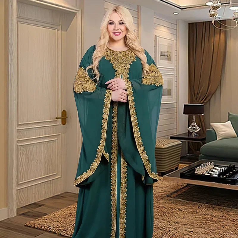 Kaftan Dubai Abaya – Elegantes Chiffon Maxikleid für Musliminnen, Islamische Kleidung, African Dress für Damen, Boubou Robe Djellaba Femme