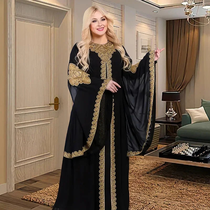 Kaftan Dubai Abaya – Elegantes Chiffon Maxikleid für Musliminnen, Islamische Kleidung, African Dress für Damen, Boubou Robe Djellaba Femme