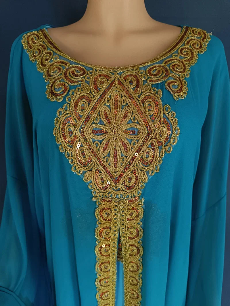 Kaftan Dubai Abaya – Elegantes Chiffon Maxikleid für Musliminnen, Islamische Kleidung, African Dress für Damen, Boubou Robe Djellaba Femme