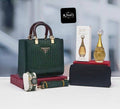 Luxus-Set Weiß mit Prada Handtasche und J'adore Parfum