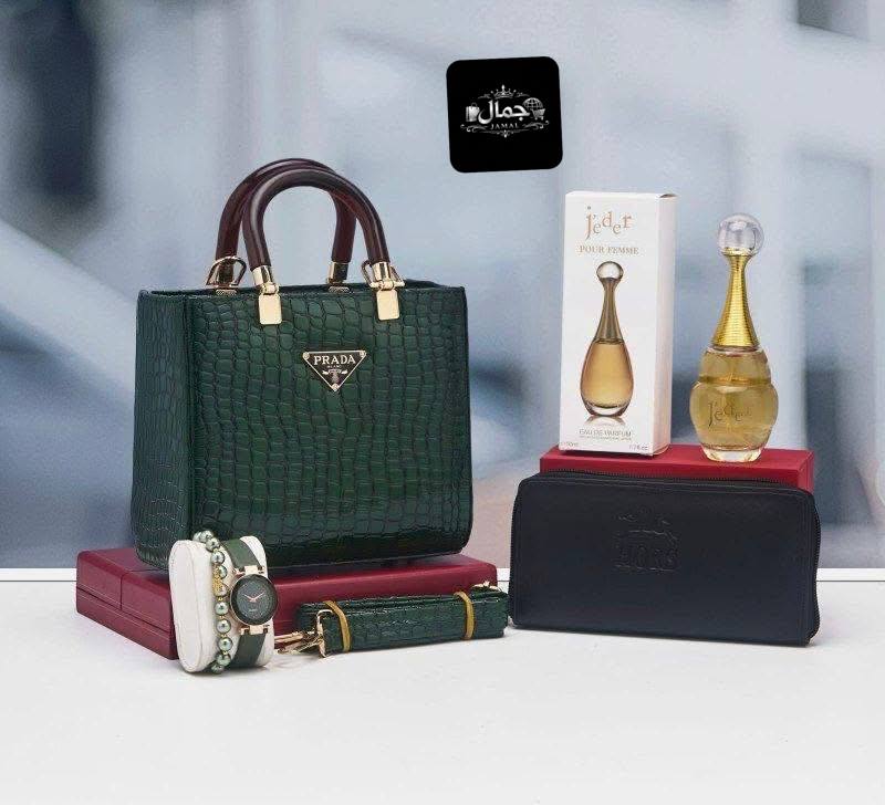 Luxus-Set Weiß mit Prada Handtasche und J'adore Parfum